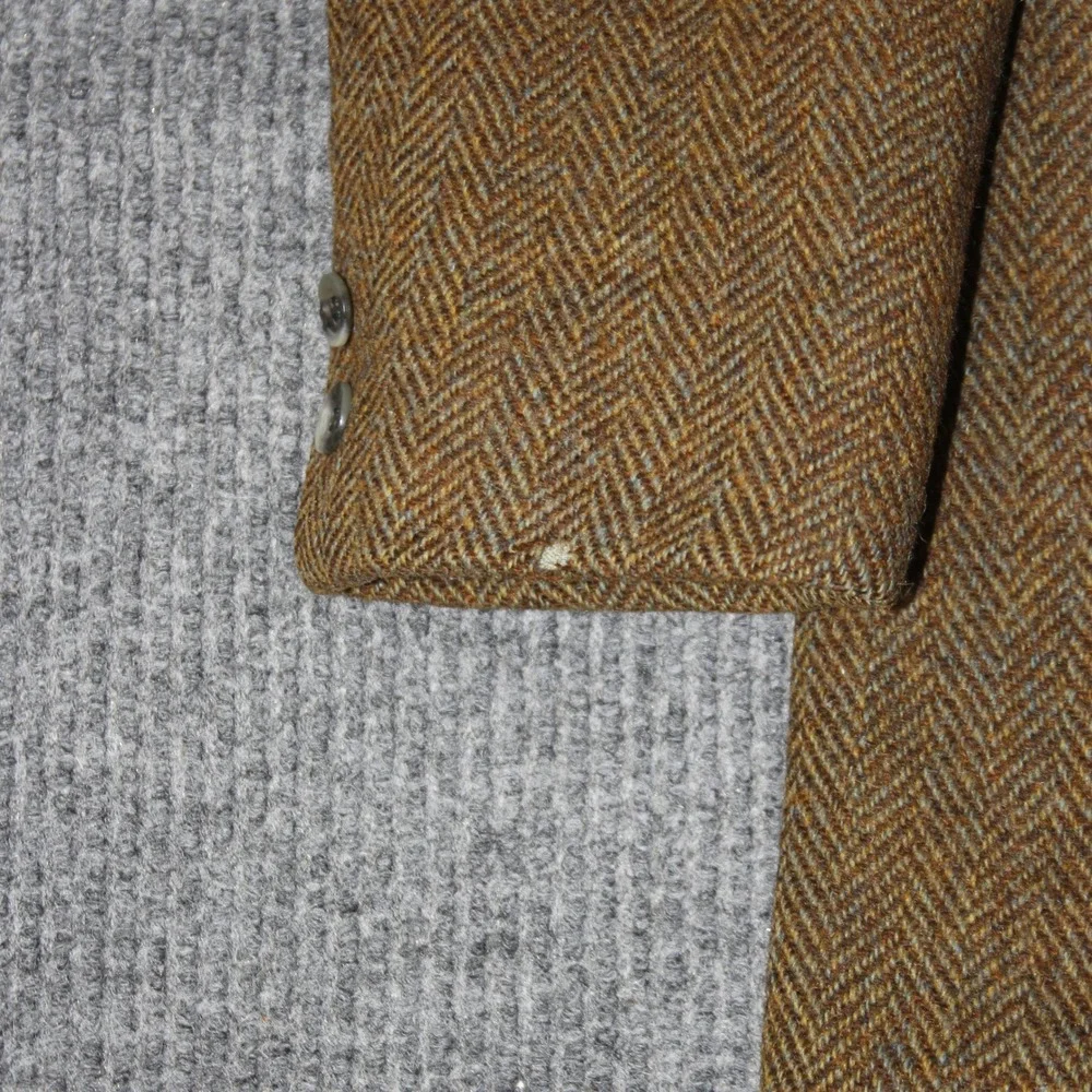 Vintage Harris Tweed Blazer Mens XL Brown Herringbone Wool Sport‎ Coat Jacket